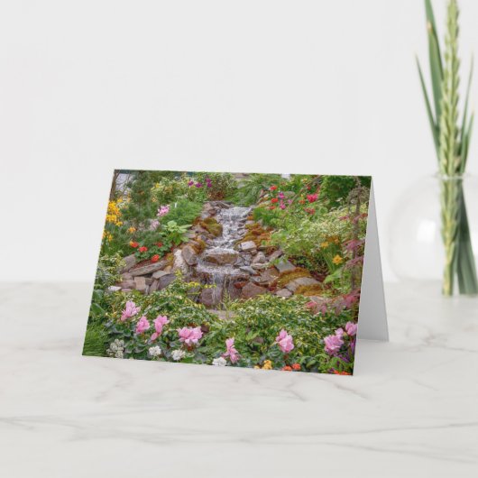 Carte Cascade avec fleurs printanières (Devant)