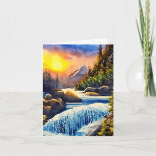 Carte Cascade de montagne à l'aquarelle personnalisable