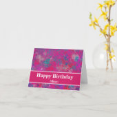Carte Cascade moderne rose et bleu couleur Anniversaire (Fleur jaune)