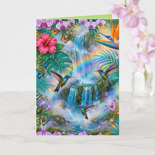 Carte Cascades de Jungle Fantasy Colibris Arc-en-ciel