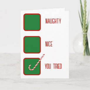 Carte Cases à cocher humour de Noël méchants ou gentils