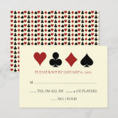 Carte Casino Convient Noir Off Blanc Mariage RSVP (Devant / Derrière)