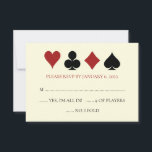 Carte Casino Convient Noir Off Blanc Mariage RSVP<br><div class="desc">Éblouissez vos invités en leur envoyant ces fabuleuses cartes de jeu de poker noir,  blanc d'ivoire et rouge costume la carte RSVP avec leur invitation. Ils attendent avec impatience l'invitation officielle à ce mariage incontournable !</div>