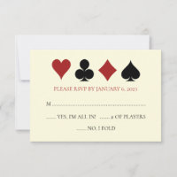 Carte Casino Convient Noir Off Blanc Mariage RSVP