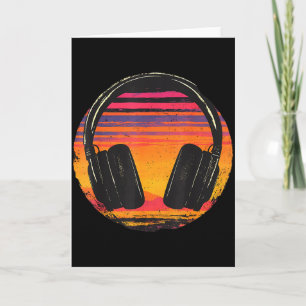 Carte Casque Audio Dj Coucher de Soleil Musique Relaxant