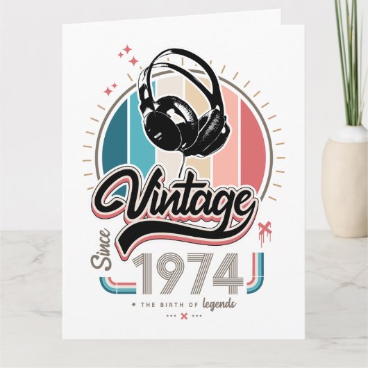 Carte Casque audio vintage depuis 1974 (Devant)