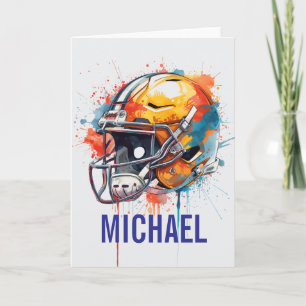 Carte Casque de football motivationnel inspirant Nom