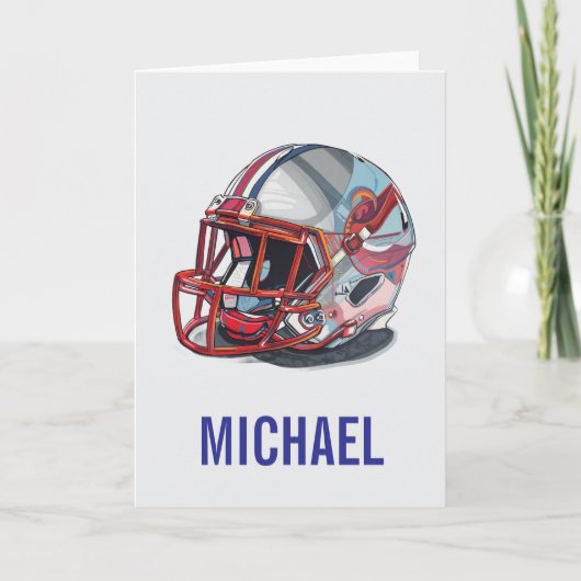 Carte Casque de Football Pop Art Nom Motivationnel (Devant)