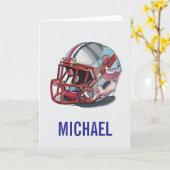 Carte Casque de Football Pop Art Nom Motivationnel (Fleur jaune)