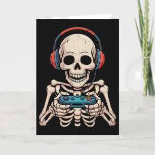 Carte Casque de gamer squelette drôle Halloween jeu Bo