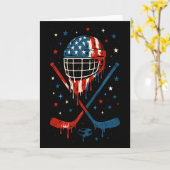 Carte Casque de hockey avec glace qui coule du 4 juillet (Fleur jaune)