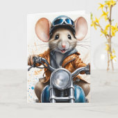 Carte Casque de souris mignonne équitation Motorcycle Bl (Fleur jaune)