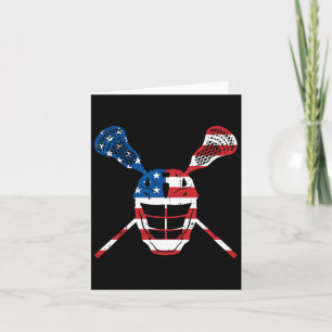 Carte Casque Drapeau Américain Lacrosse Athlète Patrioti