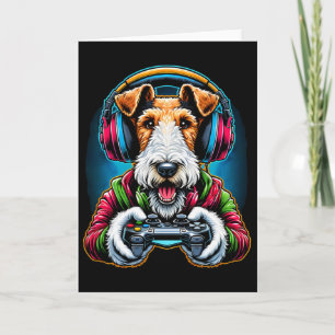Carte Casque Jeux Vidéo Fil Fox Terrier Chien Gaming 