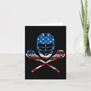Carte Casque Lacrosse Drapeau Américain Lax Bâtons 4ème
