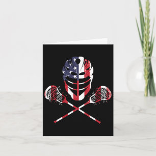 Carte Casque Lacrosse Drapeau Américain Lax Bâtons 4ème