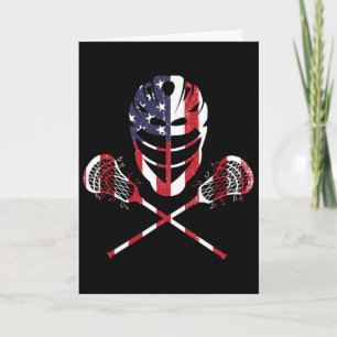 Carte Casque Lax Drapeau Américain Lacrosse Bâtons 4 Jui