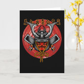 Carte Casque Samurai Rétro - Parfait Samurai Design (Fleur jaune)