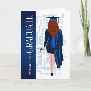 Carte Casquette bleu et diplômée de la Redhead Femme