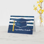 Carte Casquette bleue avec stries et Confetti (Fleur jaune)
