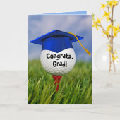 Carte Casquette Bleue De Diplôme Sur Bal De Golf (Fleur jaune)