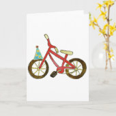Carte Casquette d'anniversaire à vélo rouge (Fleur jaune)