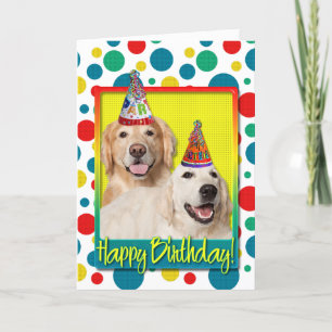 Carte Casquette de fête d'anniversaire - Golden Retrieve