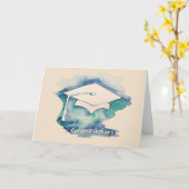 Carte Casquette de graduation aquarelle félicitations de (Fleur jaune)