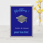 Carte Casquette de graduation en argent - Félicitations  (Fleur jaune)