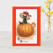 Carte Casquette de la sorcière de chat noir (Fleur jaune)