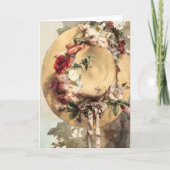 Carte Casquette de paille avec fleurs (Devant)