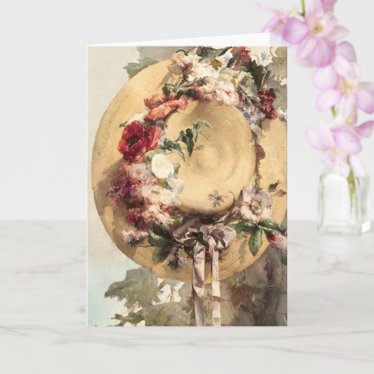 Carte Casquette de paille avec fleurs (Orchidée)