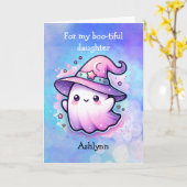 Carte Casquette de sorcière magique Ghost Happy Hallowee (Fleur jaune)