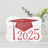 Carte Casquette floral rouge et argent 2025 (Debout devant)