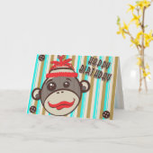 Carte Casquette fou Joyeux Anniversaire Sock Monkey Card (Fleur jaune)