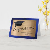 Carte Casquette Gold Blue moderne Félicitations Graduati (Fleur jaune)