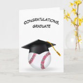 Carte Casquette noire de graduation sur un baseball (Fleur jaune)