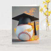 Carte Casquette noire de graduation sur un baseball flam (Fleur jaune)