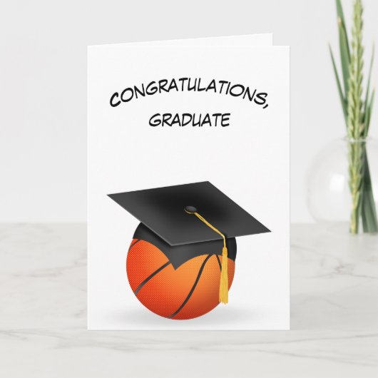 Carte Casquette noire de graduation sur un basket-ball (Devant)