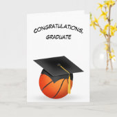 Carte Casquette noire de graduation sur un basket-ball (Fleur jaune)