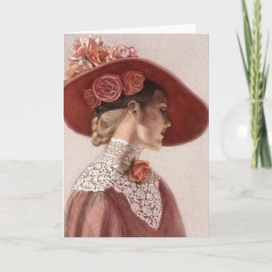 Carte Casquette rose de cru victorien élégant de Madame