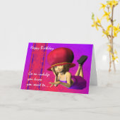 Carte Casquette rouge Anniversaire, mignonne petite fill (Fleur jaune)