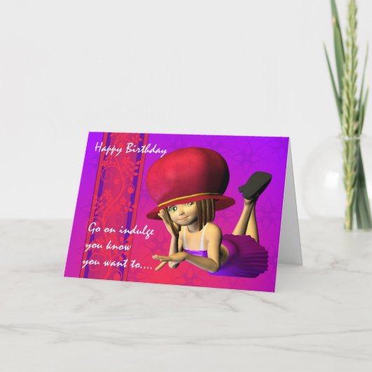 Carte Casquette rouge Anniversaire, mignonne petite fill (Devant)