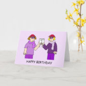 Carte Casquette rouge Lady Funky Anniversaire (Fleur jaune)