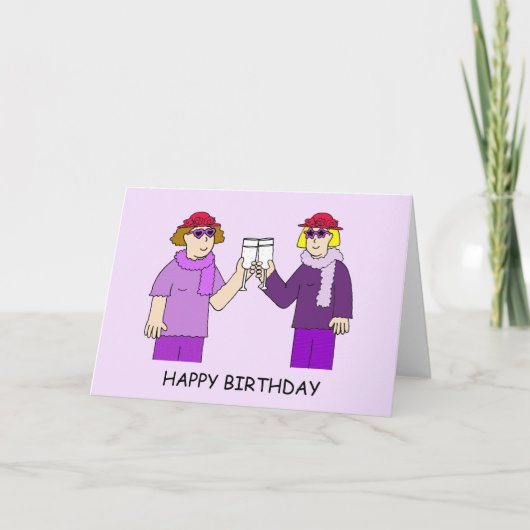 Carte Casquette rouge Lady Funky Anniversaire (Devant)