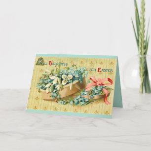 Carte Casquette vintage Fleurs de Pâques