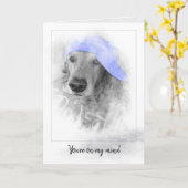 Carte casquette violet sur Golden Retriever dans cadre g (Fleur jaune)