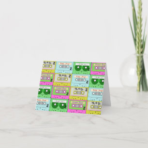 Carte Cassettes de musique colorée rétro années 90