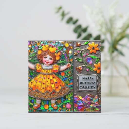 Carte CASSIDY ~ Joyeux anniversaire ~ Fleurs ~ (Debout devant)