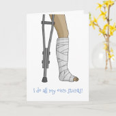 Carte Cast & Crutches drôle Je fais toutes mes propres c (Fleur jaune)